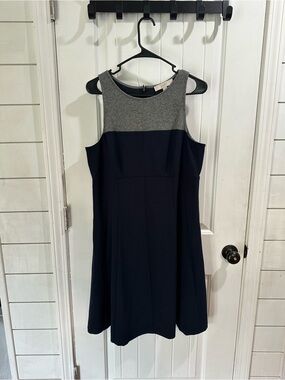 LOFT Navy and Gray Sleeveless A-Line Mini Dress